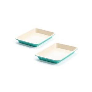 2pc Healthy Ceramic Nonstick 13" x 9" Cookie Sheet Set Turquoise