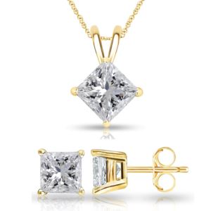 Bright White Pinnacle Princess cut Lab Grown Diamond Set in 14K Yellow Gold 2.60ct, GH, VVS