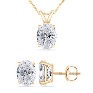 Bright White Pristine Oval shape Lab Grown Diamond Screwback Set in 14K Yellow Gold 2.60ct, GH, VS