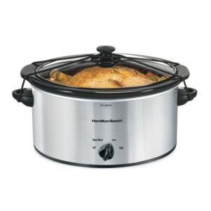 6qt Oval Slow Cooker w/ Lid Latch Strap Chrome