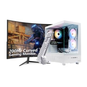 Azure 3 Gaming Tower: White w/ 27" Gaming Monitor