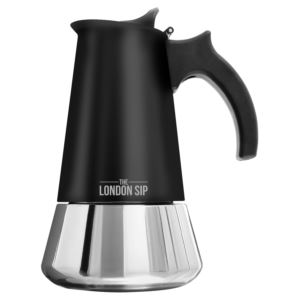 London Sip - Stainless Steel Espresso Maker 6-cup, Matte Black