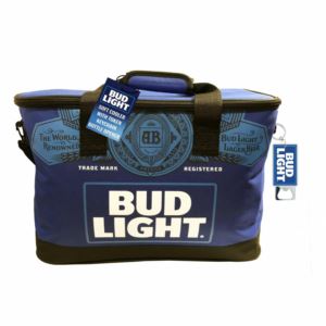 Bud Light Soft Fabric Beverage Cooler with Token Key Chain - Blue