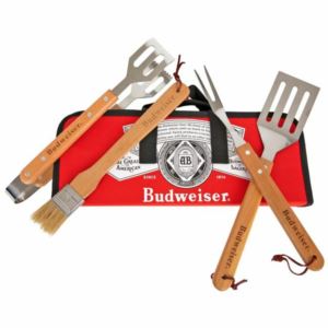 Budweiser Ready to Serve Fabric Grill Set for Outdoor Fun - Red