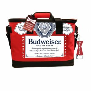 Budweiser Soft Fabric Beverage Cooler with Token Key Chain - Red