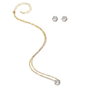 Bling Solitaire CZ Gold Necklace and Earring Set Bling Solitaire CZ Gold Necklace and Earring Set