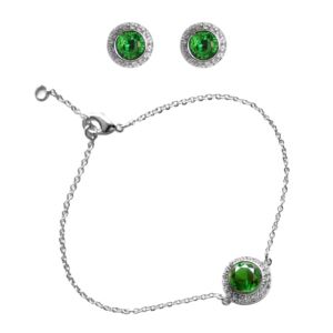 Emerald Halo Bracelet and Earring Set Emerald Halo Bracelet and Earring Set