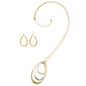 Cha-Cha Open Oval Long Necklace & Earring Set