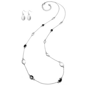 Tango Matte Silver Station Necklace and Earring Set