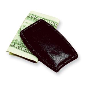Black Leather Money Clip