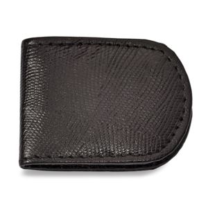Black Leather Lizard Grain Money Clip