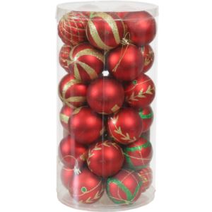 Holiday Glitter 30-Piece Christmas Ornament Set - Red/Gold
