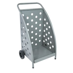 Gray Powder-Coated Steel Firewood Cart