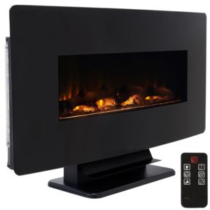 Sunnydaze 35.75" Curved Face Wall Mount or Freestanding Color-Changing Fireplace
