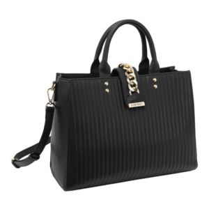 Quilted Double Handle Satchel - (Black)