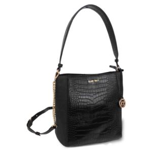 Croco Top Handle Hobo with Detachable Chain Strap - (Black)