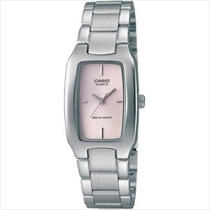 Ladies Silver-tone Stainless Steel Watch Pink Rectangle Dial