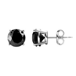 Round Cut Black Diamond Studs - 0.08 CT TW