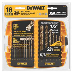 16 Pc. Pilot Point Drill Bit Set
