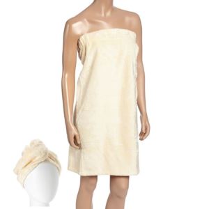 Bamboo Hair Turban Wrap Set - (Cream)