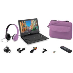 12" Portable Bluetooth DVD Player Bundle with Headphones", Light Purple