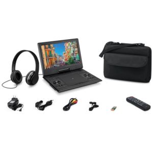 12" Portable Bluetooth DVD Player Bundle with Headphones", Black