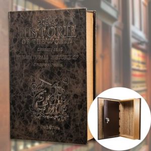 Large Antique Book Lock Box with Key Lock