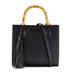 3 - Way Structured Tote with Bamboo Handle - (Black)