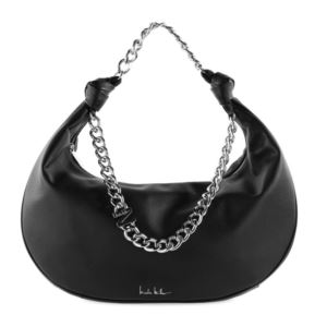 Oversized Hobo Shoulder Bag - (BlackSilver)