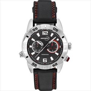 Men's 43mm Watch with Black Leather Strap