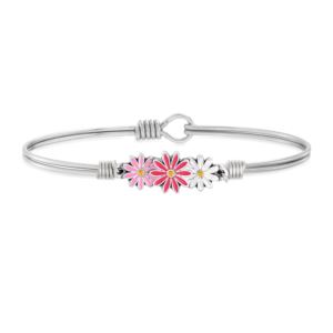 Daisies Bangle Bracelet in Pink Ombre