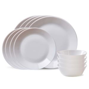 MilkGlass Bright White 12pc Dinnerware Set