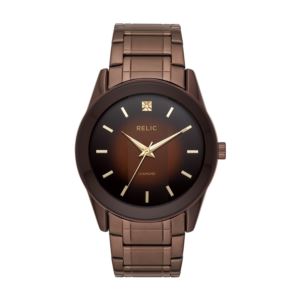 Brown plated stainless steel case; brown gradient dial with luminous hands and gold tone markers
