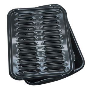 RangeKleen 2-Piece Heavy Duty Porcelain Full Size Broiler Pan and Grill - Black