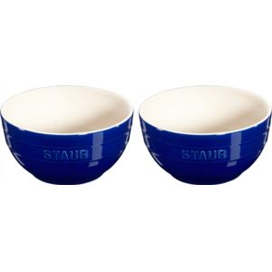 2pc Ceramic Large Universal Bowl Set Dark Blue