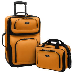 U.S. Traveler RIO 2-Piece Expandable Carry-On Luggage Set in Mustard