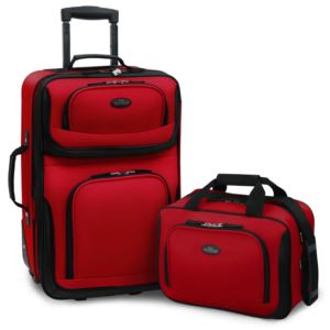 U.S. Traveler RIO 2-Piece Expandable Carry-On Luggage Set in Red