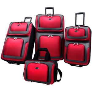U.S. Traveler New Yorker 4-Piece Luggage Set in Red