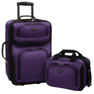 U.S. Traveler RIO 2-Piece Expandable Carry-On Luggage Set in Purple