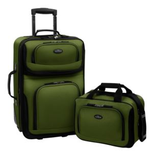 U.S. Traveler RIO 2-Piece Expandable Carry-On Luggage Set in Green