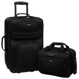 U.S. Traveler RIO 2-Piece Expandable Carry-On Luggage Set in Black