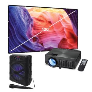 Projector Bundle -Projector with Projection Screen, Bluetooth Tailgate Speaker